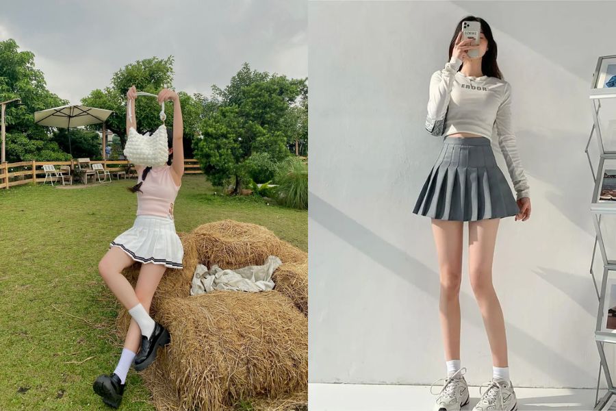 Chân váy tennis là item luôn được chị em săn đón