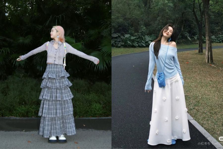 Chú ý đến chất liệu, độ dày của chân váy và áo len