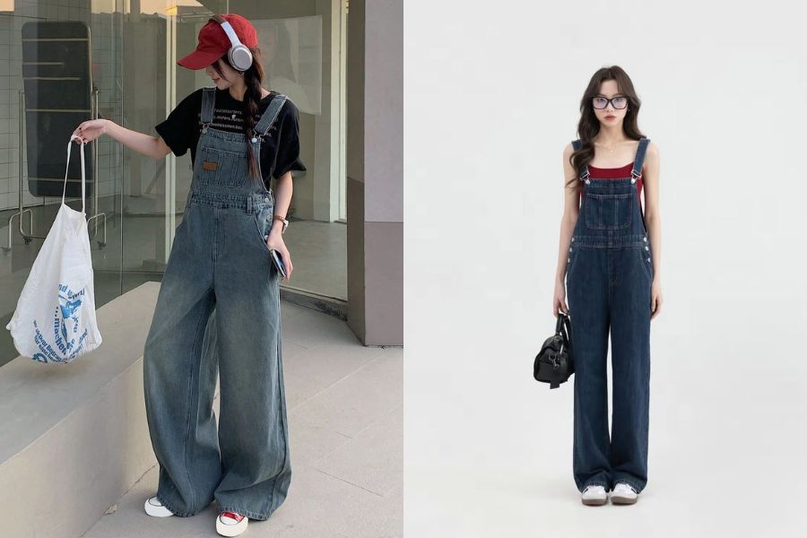 Quần jean yếm trẻ trung năng động