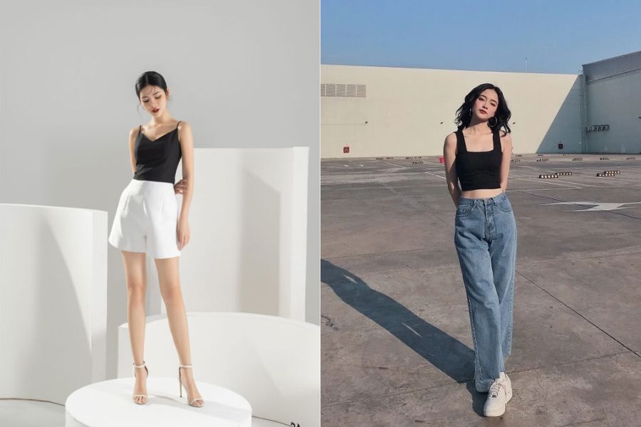 phối đồ cho nữ với áo hai dây