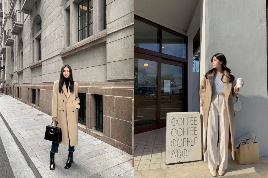 Phối cùng áo khoác dạ ấm áp