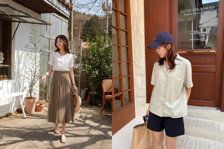 phối đồ nữ với áo sơ mi