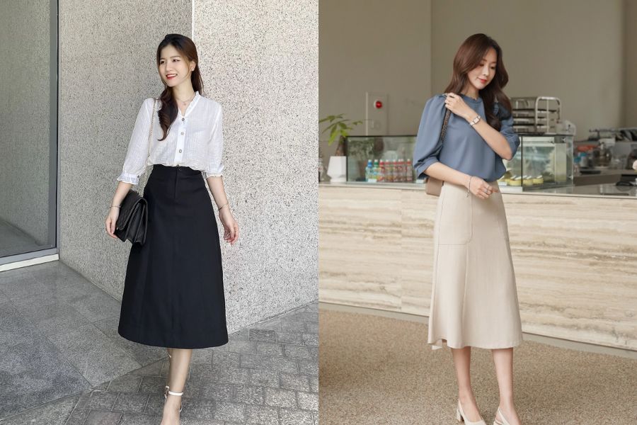 Mẫu chân váy chữ A công sở