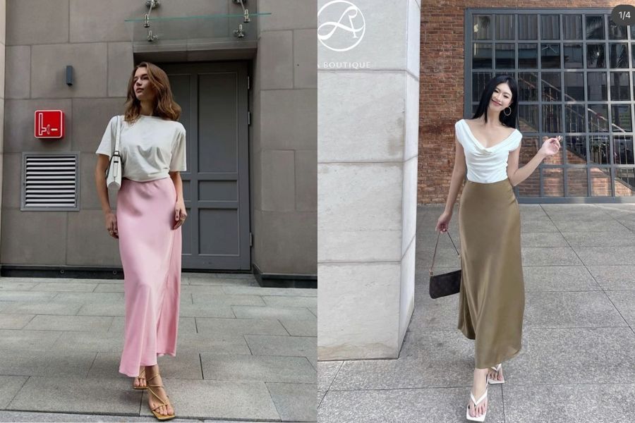 Chân váy lụa giúp mang lại vẻ ngoài cuốn hút, nữ tính